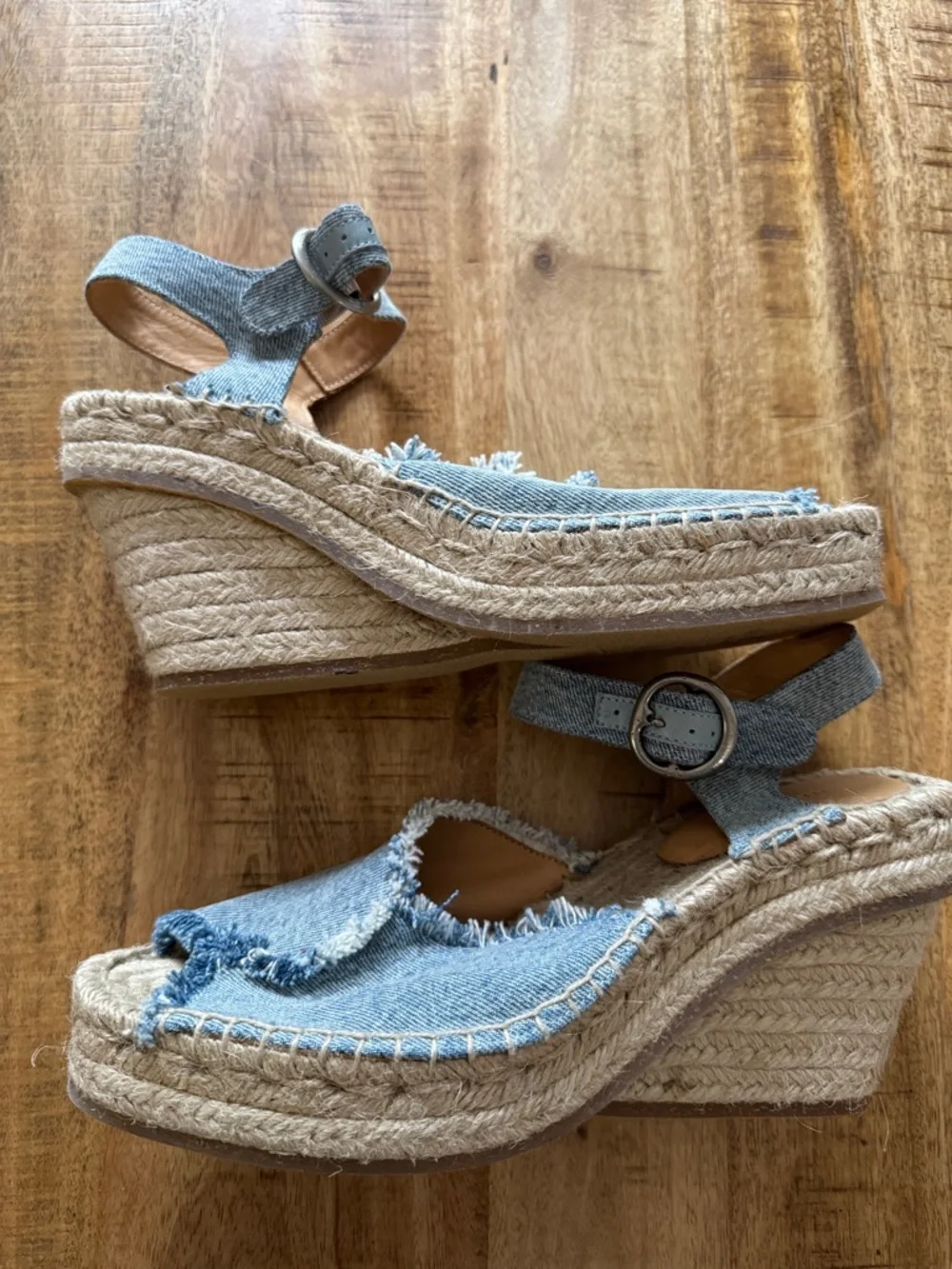 Rag and Bone Santiago Distressed Denim Espadrille Wedge Sandals espadrilles NEW